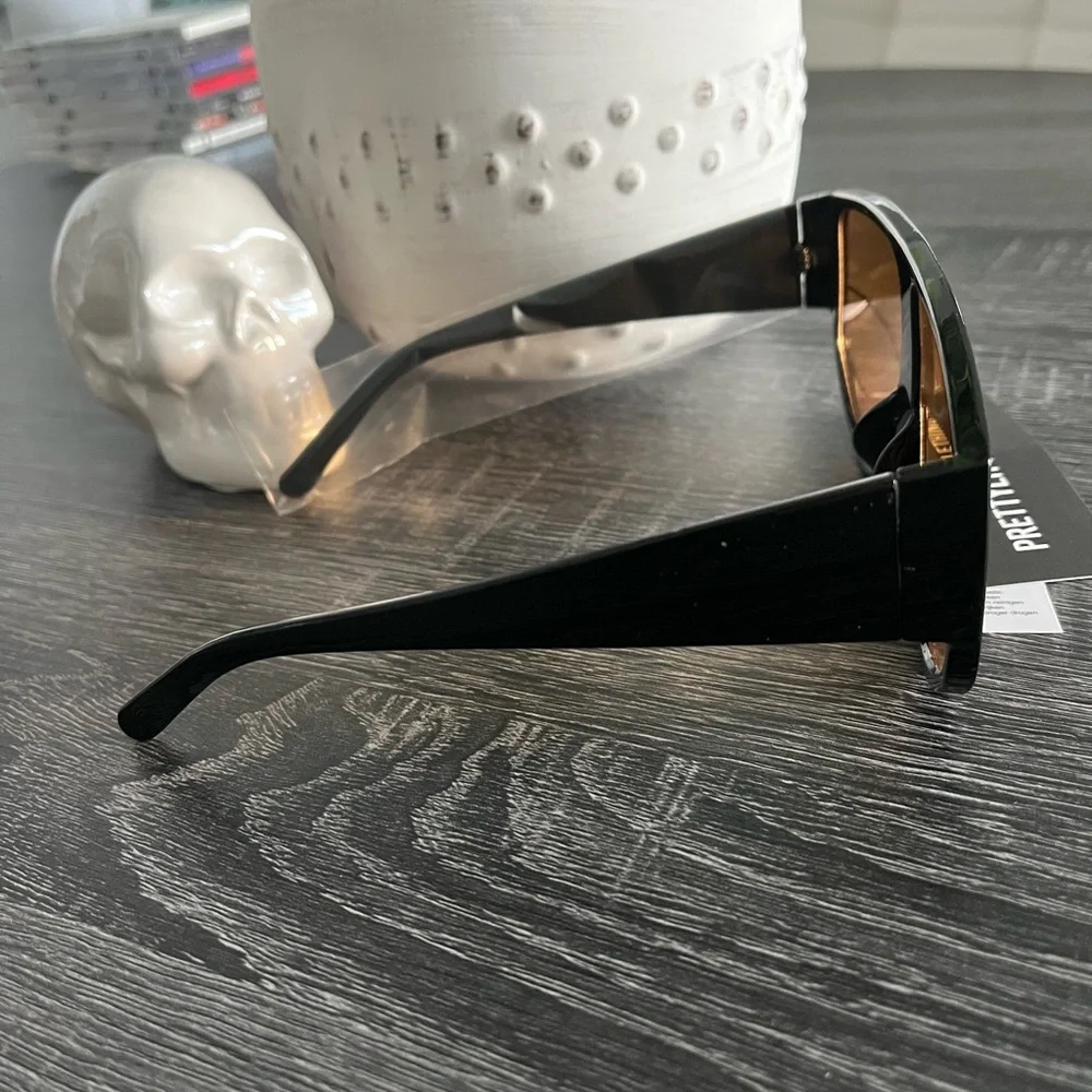PrettyLittleThing Black with Orange Lens Oversized Visor Sunglasses